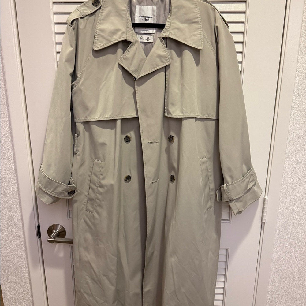 Abercrombie & Fitch Light Sage Trench Coat with Belt - Picture 2 of 5